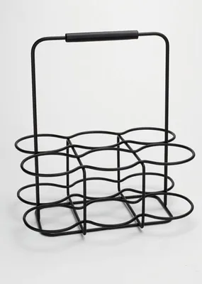 Produktbild von Flaschenträger - Schwarz matt - Edelstahl - 30 x 21 cm - für 6 Flaschen