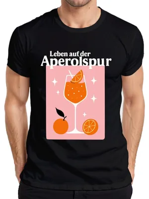 Productafbeelding van Leven in het teken van Aperol. Aperol Spritz, zomer, sinaasappels, feest, bar. Heren T-shirt, zwart, maat M