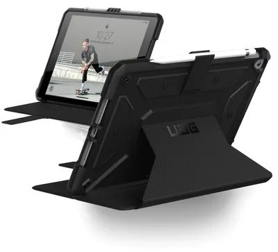 Productafbeelding van Urban Armor Gear UAG hoesje voor iPad 10.2 inch (9e/8e/7e generatie, 2021/2020/2019) - Metropolis zwart - Achterkantbescherming voor tablet - Polyurethaan, thermoplastisch polyurethaan (TPU)