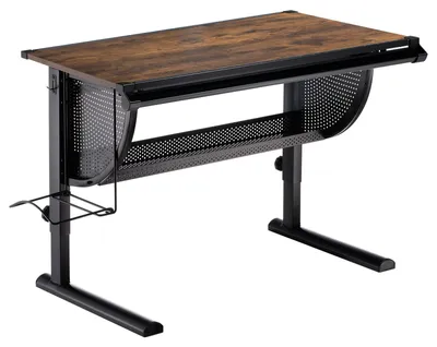 Produktbild von Kinderschreibtisch SARI höhenverstellbar in Vintage/schwarz, Schreibtisch für Kinder neigbar mit Rille für Stifte, Schülerschreibtisch mit Ablage und Rucksackhalterung