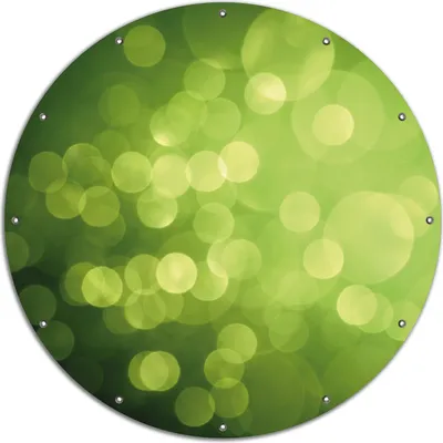 Produktbild von Wallario rundes Outdoor-Poster für Garten oder Balkon, Motiv Abstrakte grüne Kreise  grüne Lichtpunkte, 120 cm Durchmesser