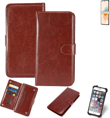 Produktbild von K-S-Trade 360° Hülle kompatibel mit ZTE S30 braun Kunstleder Case BookCase WalletCase Kunstlederederhülle Handyhülle, Rundumschutz Bumper (1x)