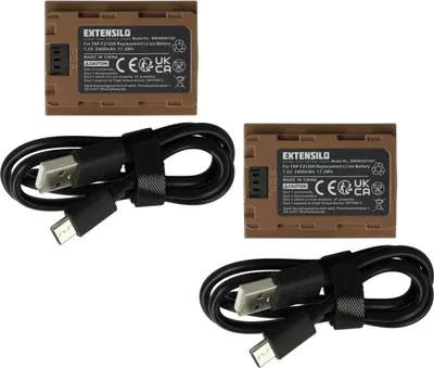 Produktbild von EXTENSILO 2x Akku kompatibel mit Sony Alpha A7S III, A9R, A9S, A9, ILCE-6600, A7R III, A7 V, A7R Mark 3 Kamera (2400 mAh, 7,2 V, Li-Ion), USB-C Buchse