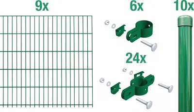 Image de Alberts 684105 Jeu de treillis à une barre, Garden type 8/6/4, vert, 2000 x 1500 mm, longueur de la clôture : 18 m