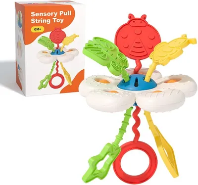 Produktbild von Montessori-Spielzeug für Babys: Sensorisches Zugseil zur Förderung der Entwicklung – Beschäftigungsspielzeug zum Lernen und zur Förderung der Feinmotorik, ideal für Kleinkinder ab 0 Monaten