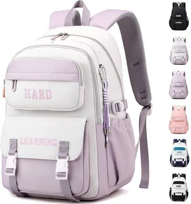 Produktbild von Schulrucksack Mädchen Teenager, Groß, Wasserdicht, Weiß-Lila