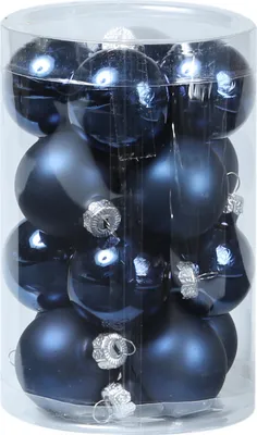 Christbaumkugel - Weihnachtsbaumkugel - Glas - D: 3,5cm - glänzend und matt - dunkelblau - 16er Set