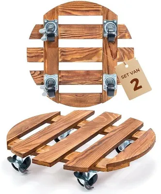 Produktbild von Famanu Pflanzenroller auf Rollen, 2er-Pack, 30 cm, für schwere große Pflanzen innen und außen