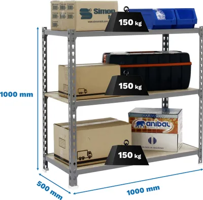 Obrázok produktu pre MADERCLICK PLUS metalická prateleira 3/500 1000 CINZA/MADEIRA