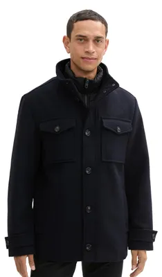 Produktbild von Tom Tailor Herren Wollmantel mit Brusttaschen,10668 - Sky Captain Blue, XXL