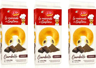 Produktbild von 3x Gastone Lago Ciambelle Cioccolato Krapfen Donuts gefüllt mit Schokoladencreme Packung à 240g, Jede Packung Enthält 6 Donuts à 40g