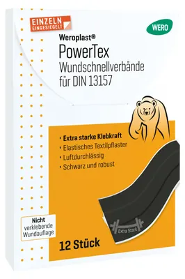 Produktbild von Weroplast PowerTex Wundschnellverbände DIN 13157, 12 Stk