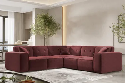 Produktbild von Ecksofa Designersofa CESINA in Stoff Perfect Harmony Bordeauxrot Seite Universal