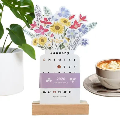 Image de Calendrier de bureau 2026 avec un motif floral