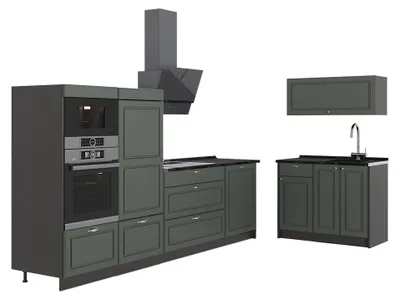 Imagen del producto de Cocina Vicco Fame-Line Verde dorado Casa de campo/Antracita 380 cm sin encimera, Model 64067