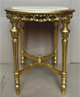 Produktbild von Casa Padrino Barock Beistelltisch Gold / Grau Ø 60 x H. 72 cm - Barock Möbel