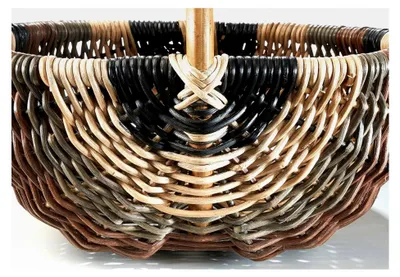Produktbild von Einkaufskorb aus geflochtenem Rattan - multicolor hellbraun