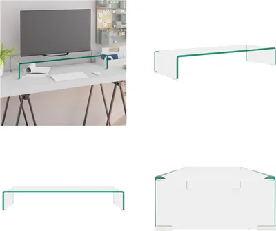 Image de vidaXL Table TV/rehausse d'écran verre transparent 80x30x13 cm - Armoire TV - Meubles TV - Armoire TV