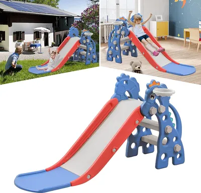 Produktbild von NAIZY Rutsche Kinderrutsche Gartenrutsche Babyrutsche Kinder Drei-in-Eins-Funktion, Klettern, Rutschen, schießen Max bis 30KG Kleinkinderrutsche, 135x55x67cm