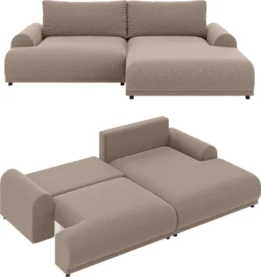 Productafbeelding van Hoekbank met loungefunctie, slaapfunctie, opbergruimte, modern design, hoek rechts, lichtbruin / 21021