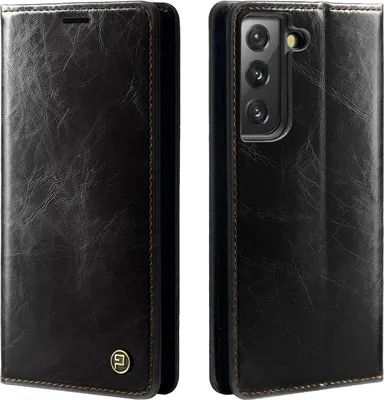 Produktbild von Handyhülle für Samsung Galaxy S22 Kunstleder Flip Vintage Cover Hülle RFID Schutz Case Kartenfach Farbe: Schwarz