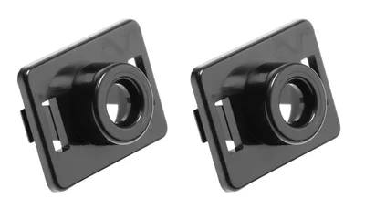 Two identical black parts with circular openings, likely for a coffee machine water tank.
