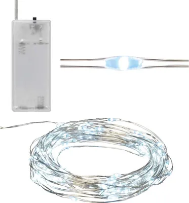 Zdjęcie produktu dla TG66254-1 LAMPKI CHOINKOWE Na DRUCIKU 40 LED MIKRO GIRLANDA ZIMNY BIAŁY ŚWIATEŁKA AA
