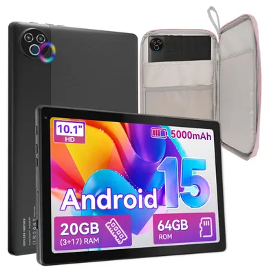 Obrázok produktu pre Tablet, 10 palcov, 20 GB RAM, 64 GB ROM, Android 15, WLAN 6, Bluetooth 5.4, s ružovým obalom