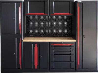 Produktbild von HBM Expert modulares Werkstattsystem, 10-teilig, schwarz-rot