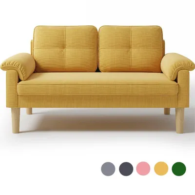 Produktbild von BEALIFE 2-Sitzer Sofa mit Seitenfach | Hautfreundlicher Bezug & solide Konstruktion | 145 x 77 x 77 cm | Gelb, AR71