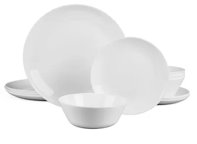 Image de Service en verre opal de 12 pièces, pour 4 personnes - Compatible lave-vaisselle et micro-ondes