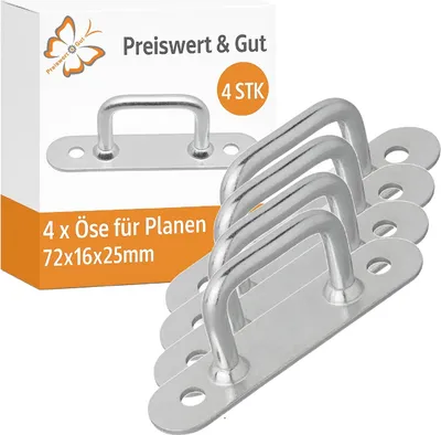 Produktbild von 4x Planenösen für Anhänger 72x16x25mm zur Befestigung von Planen Bügel B35mm
