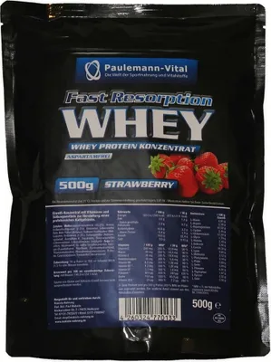 Produktbild von Paulemann-Vital Fast Resorption Whey - 500g-Beutel Erdbeere