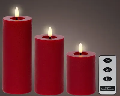 Image de Bougies Led Cire Rouge Flamme Vacillante Réaliste Et Sûre - Lumineo