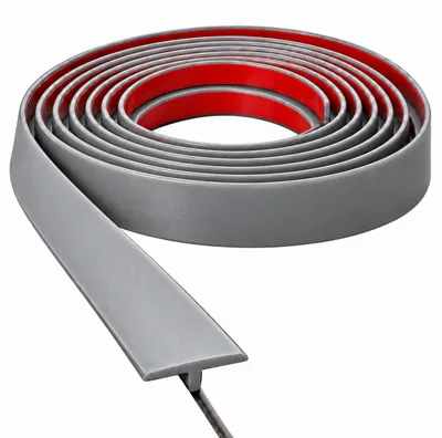 Obrázok produktu pre Samolepiaci prechodový profil, 3 m x 20 mm, flexibilný silikónový T-profil, sivý