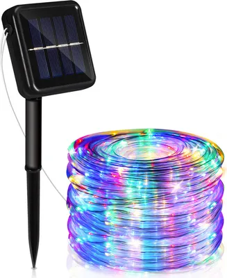 Immagine prodotto di Jopassy LED luce di corda solare luci di fata all'aperto, con timer e 8 modalità, luce di corda solare all'aperto, luci di fata solare balcone, colorati, 12 metri, 100 LED