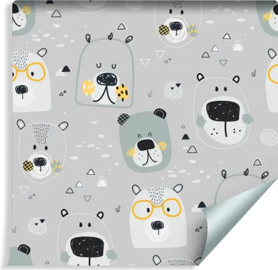 Produktbild von 10m VLIES TAPETE Rolle Kinderzimmer Wildtiere Bären Kugeln Dreiecke XXL