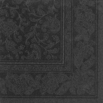 Produktbild von PAPSTAR Servietten 1/4-Falz, 40x40 cm schwarz mit Ornamenten, "ROYAL Collection" | Folie (20 Stück)