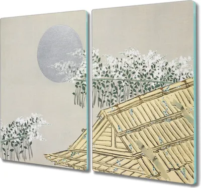 Produktbild von Coloray Hackbrett Herdabdeckplatte 2x30x52 cm Küchenbrett Kochplattenabdeckung Schneidebrett - Asien Haus Blumen Blumen