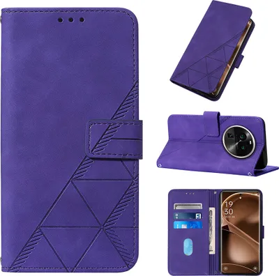 Produktbild von Hülle für Oppo Find X6 Pro Prägung Flip Leder Kartenfächer Schutzhülle mit Ständer Lila