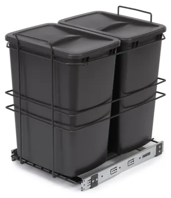 Zdjęcie produktu dla Emuca Pojemnik do recyklingu Recycle 2x35 litrów, mocowanie dolne, wysuw manualny, Plastik, Szary antracytowy