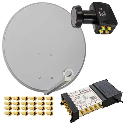 Produktbild von PremiumX SAT Anlage 80cm Schüssel Multischalter 5/8 LNB 24x F-Stecker