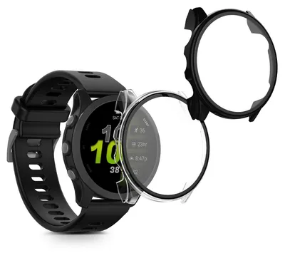 Produktbild von kwmobile 2x Glas Hülle für Garmin Forerunner 970 47mm Schutzhülle - Fullbody Fitnesstracker Case Set aus Glas - Transparent Schwarz