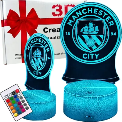 Produktbild von Manchester City Wappen Kinder-Nachtlicht 16 LED 3D + Fernbedienung