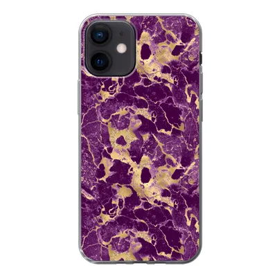 Produktbild von MuchoWow® Handyhülle Schutzhülle Hülle für iPhone 12 Gold - Luxus - Marmor - Muster Silikon Softcase Handy Hülle - Schutzhülle