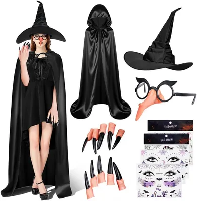 Obrázok produktu pre Čarodejnícka plášť s kapucňou, dlhá, pre halloweensky kostým