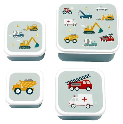 Produktbild von Set aus 4 Lunchboxen, Motiv: Fahrzeuge