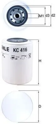 Produktbild von Kraftstofffilter MAHLE KC 416 für IVECO EuroTrakker Anschraubfilter
