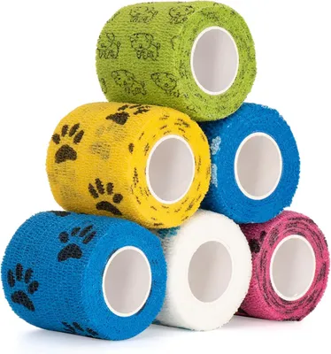 Zdjęcie produktu dla Samo przyczepna Bandaż 5 cm x 4,5 m, 6 Rolek, Elastyczna, Dla Psów, Kotów i Koni