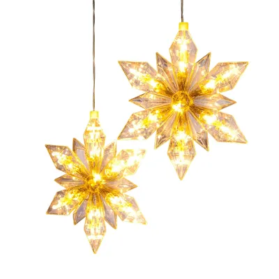 Obrázok produktu pre Sada dvoch LED vianočných hviezd, teplá biela farba, s časovačom – 50 LED, priemer 24 cm, napájanie na batérie, vianočná dekorácia do interiéru